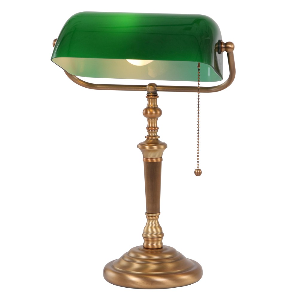 Bankierslamp / Notarislamp brons met groen 42858 Bankierslamp / Notarislamp brons met groen 42858