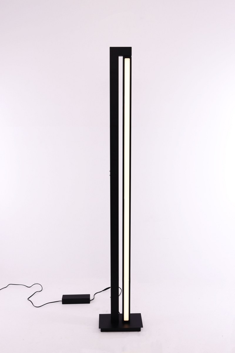 Strakke zwarte design vloerlamp - dim to warm 43621 Strakke zwarte design vloerlamp - dim to warm 43621