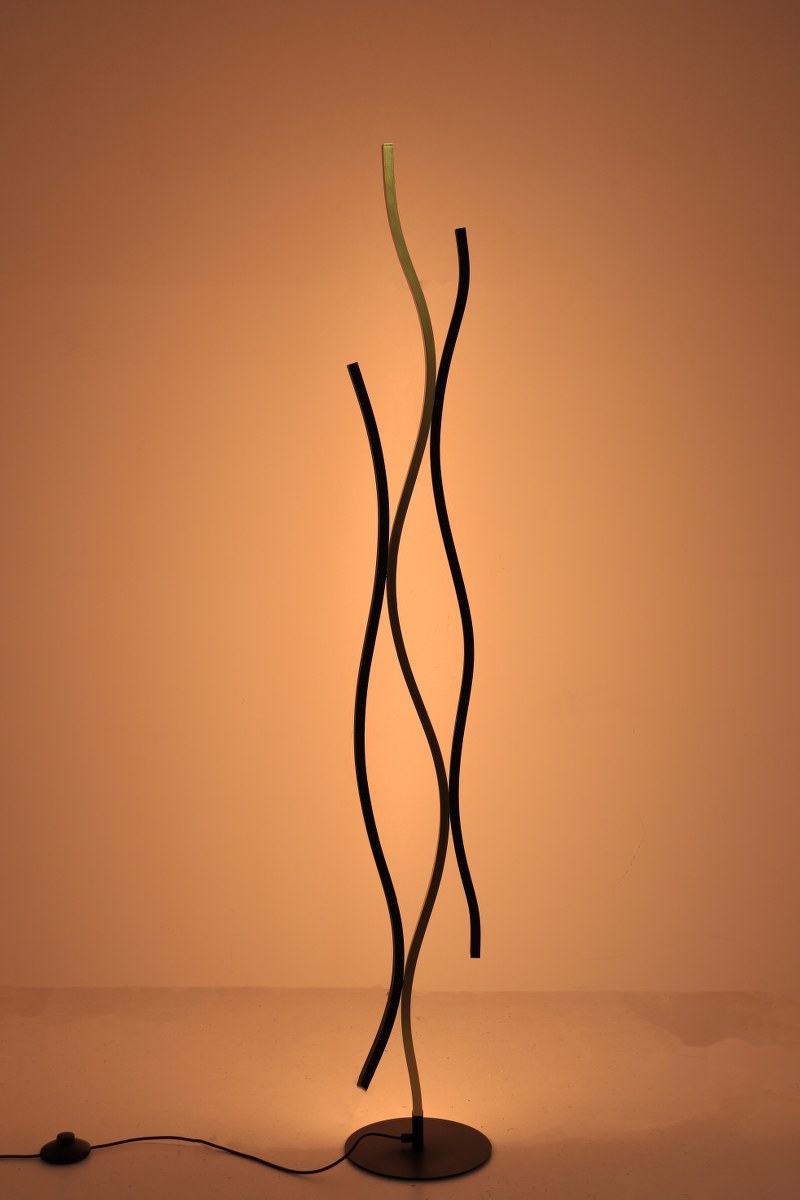 Design vloerlamp - zwart met goud - dim to warm 44325 Design vloerlamp - zwart met goud - dim to warm 44325