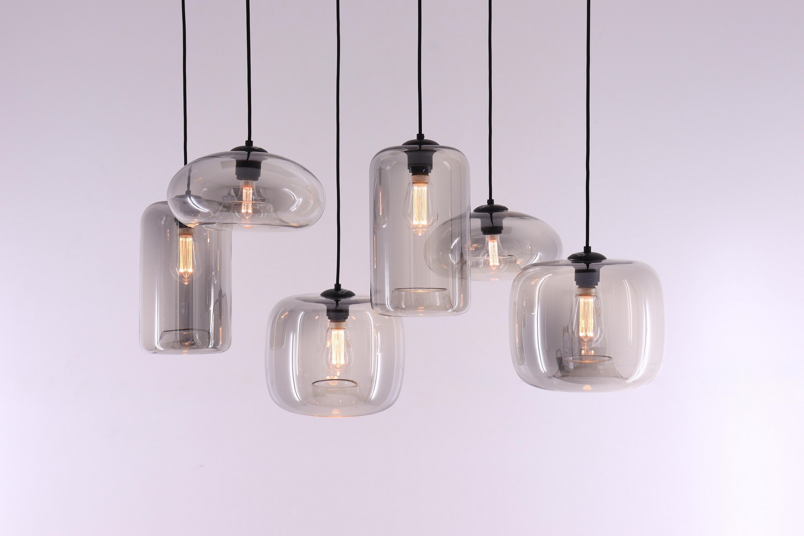 EEF hanglamp Grey folded - getint grijs glas - 6lichts - 100cm 50134 EEF hanglamp Grey folded - getint grijs glas - 6lichts - 100cm 50134