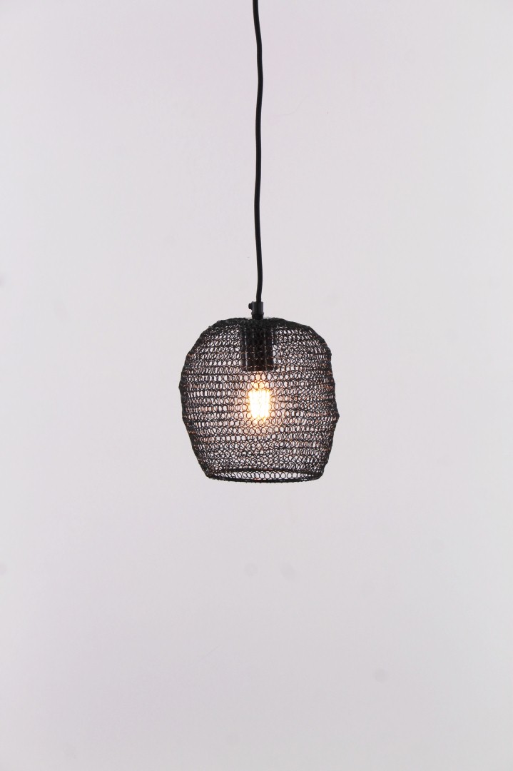 Hanglamp zwart gaas klein 18cm 39196 Hanglamp zwart gaas klein 18cm 39196