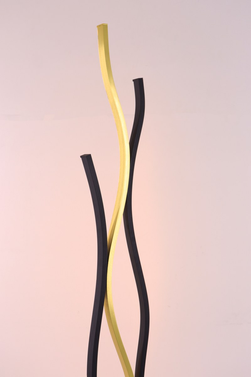 Design vloerlamp - zwart met goud - dim to warm 44325 Design vloerlamp - zwart met goud - dim to warm 44325