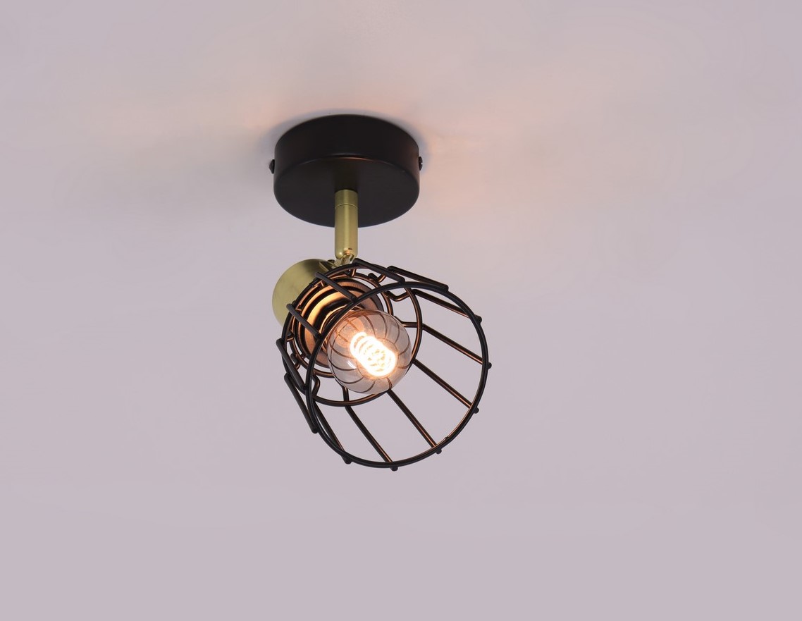 Opbouwspot - zwart goud 1 lichts 43609 Opbouwspot - zwart goud 1 lichts 43609
