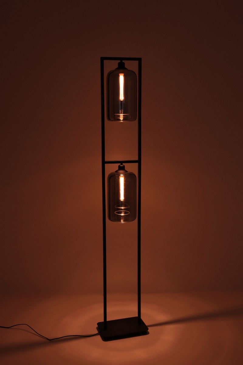 Vloerlamp frame - 2 rookglas kokers - 170cm 50151 Vloerlamp frame - 2 rookglas kokers - 170cm 50151