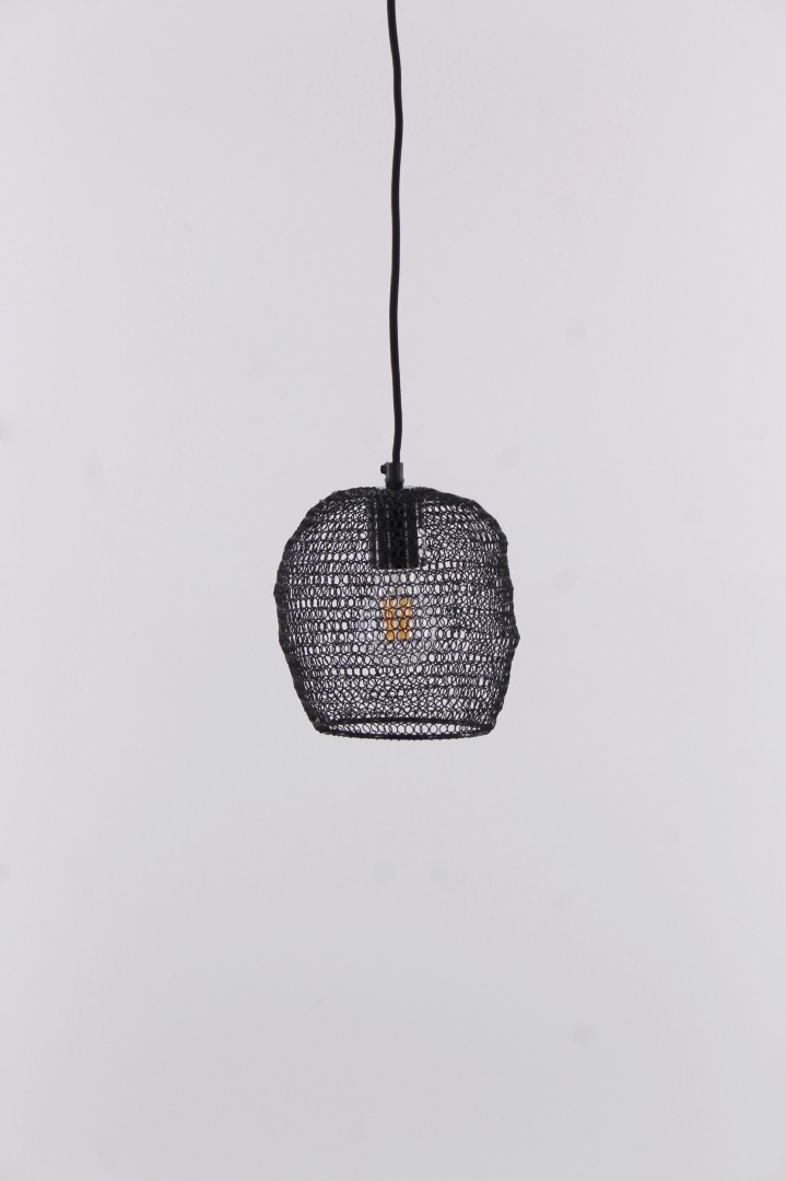 Hanglamp zwart gaas klein 18cm 39196 Hanglamp zwart gaas klein 18cm 39196