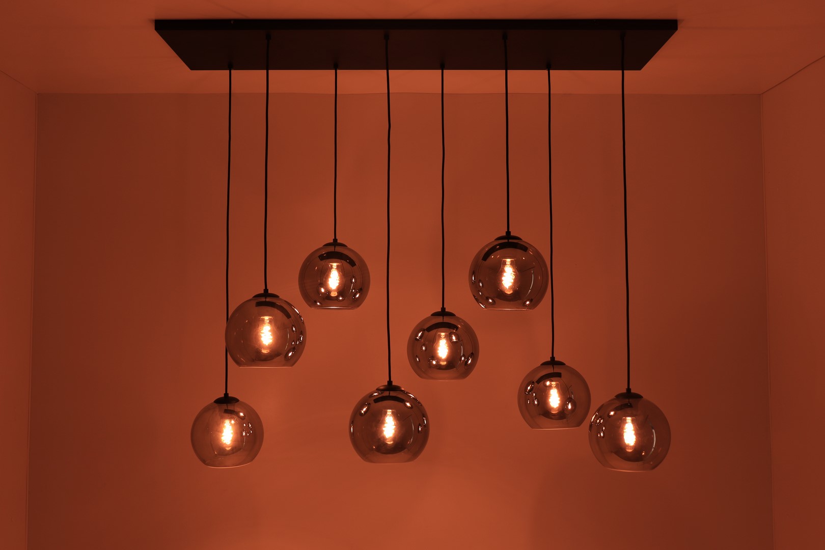 Hanglamp 8 lichts | smoke rookglas Ø 20cm 50103 Hanglamp 8 lichts | smoke rookglas Ø 20cm 50103