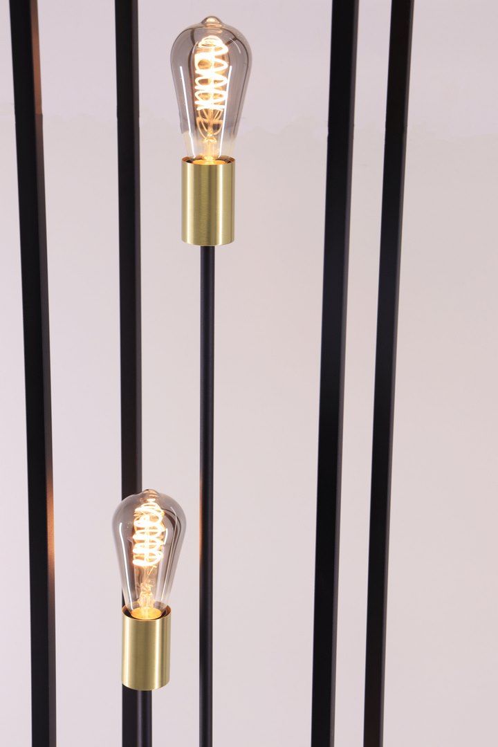 Moderne vloerlamp | Zwart Goud | 3 lichts zuil frame 43380 Moderne vloerlamp | Zwart Goud | 3 lichts zuil frame 43380