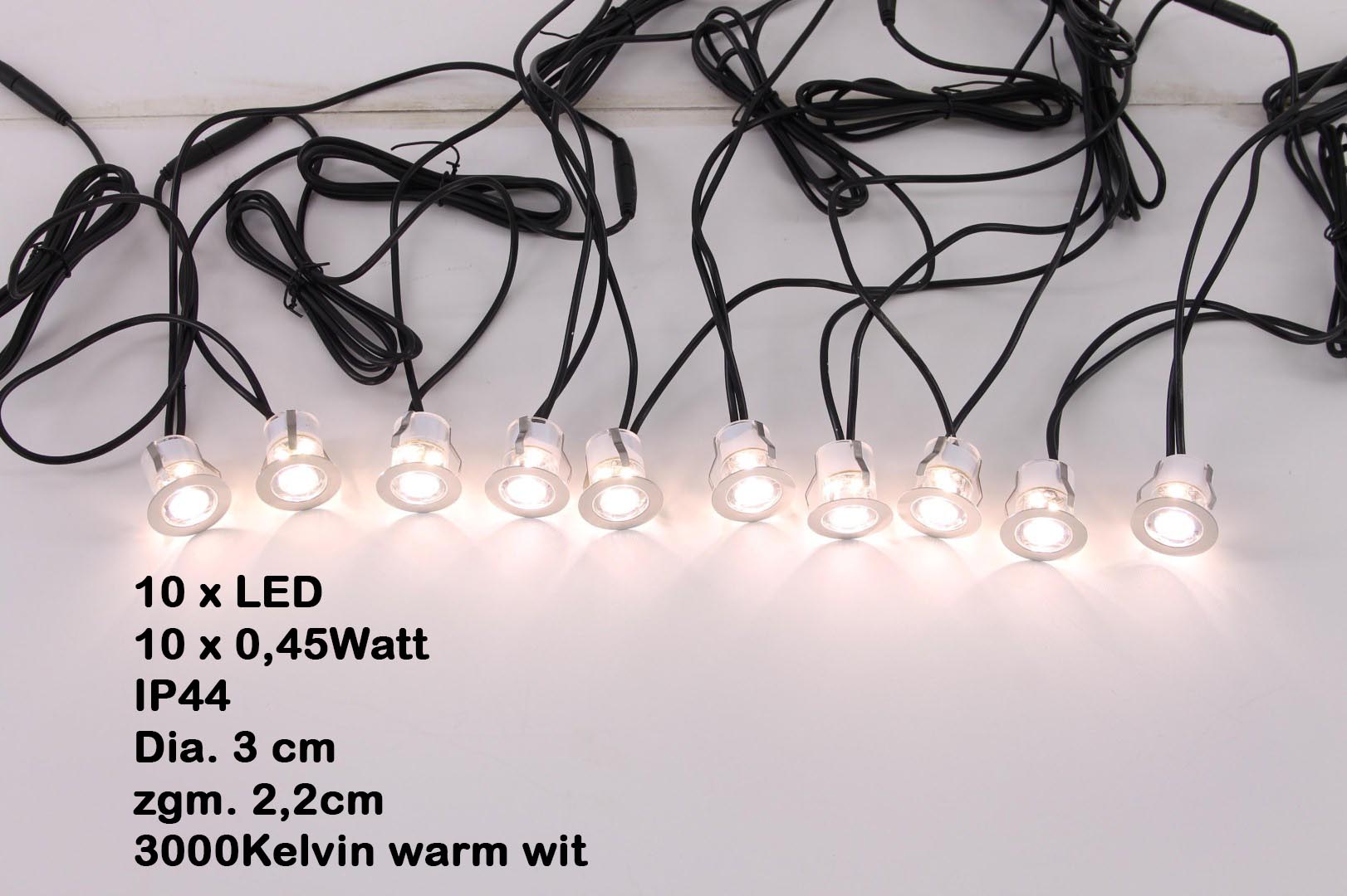 Inbouwspot LED set van 10 - 3 cm IP44 42095 Inbouwspot LED set van 10 - 3 cm IP44 42095