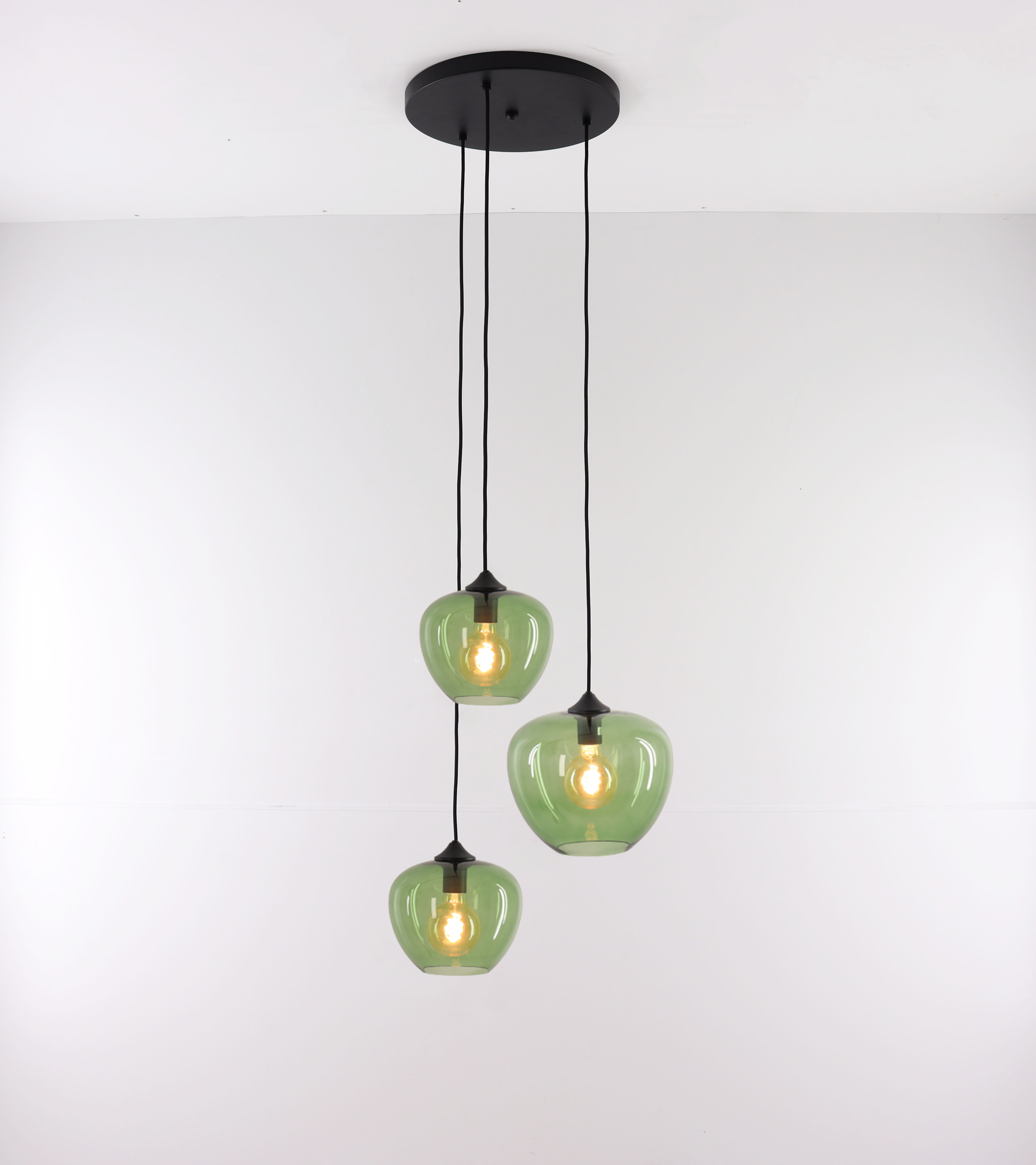 Groene glazen 3-lichts videlamp /