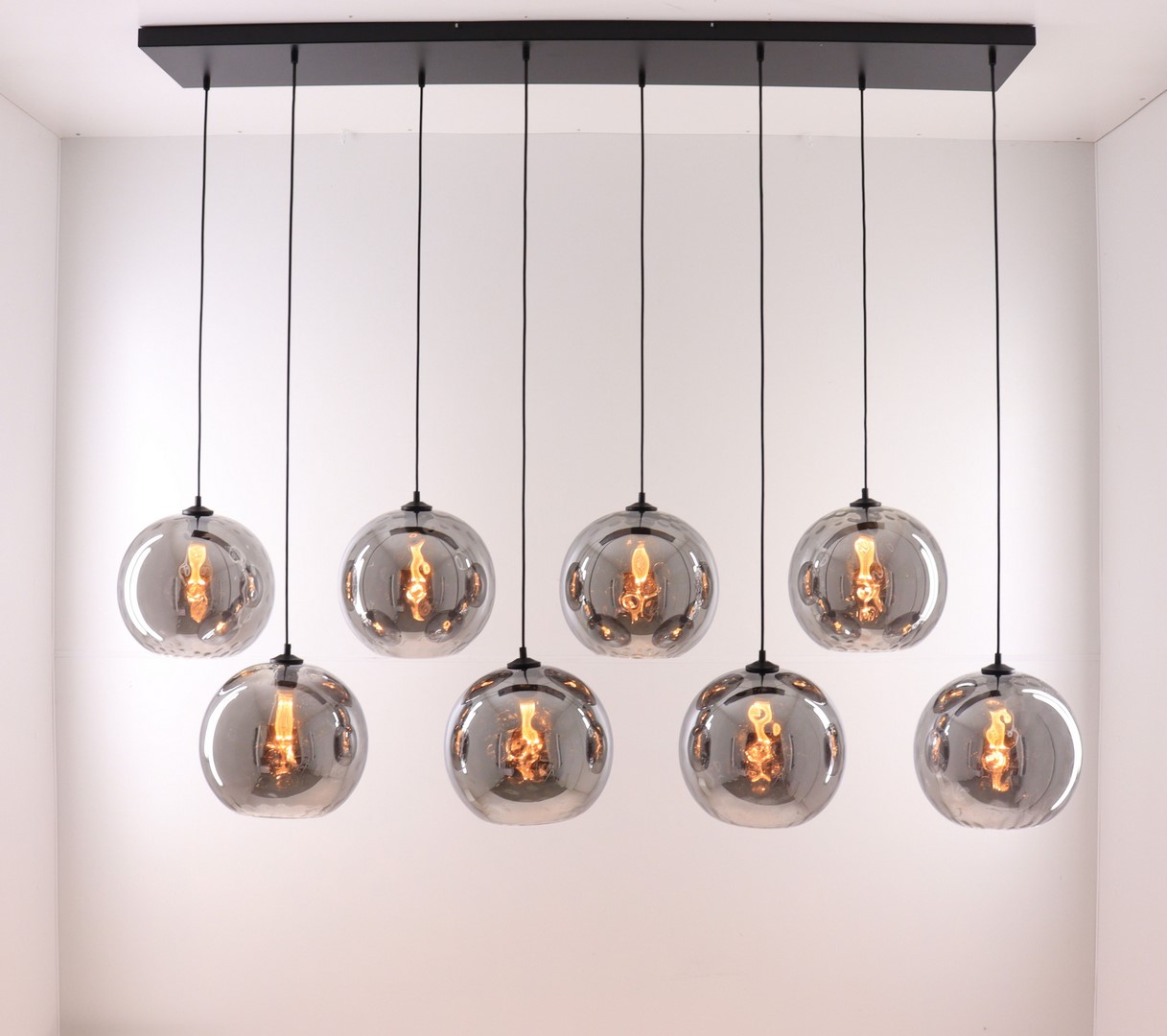 Concreet herinneringen Desillusie Hanglamp | 180cm | Smoke bollen 8-lichts