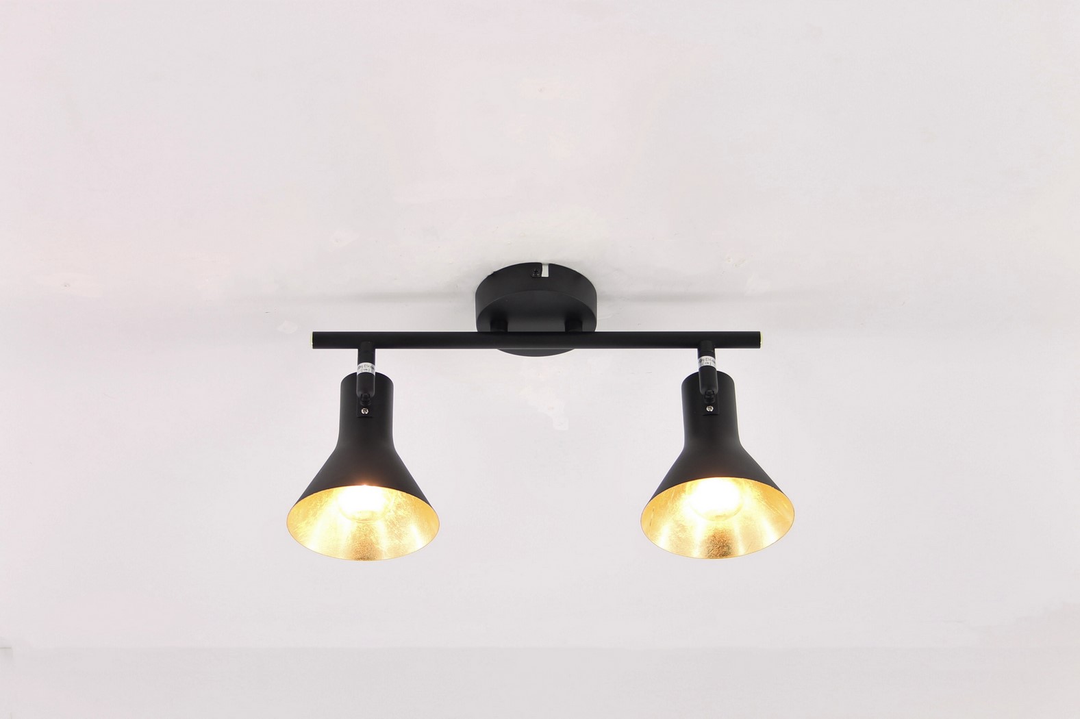 Opbouwspot zwart met goud 2-lichts 38532 Opbouwspot zwart met goud 2-lichts 38532