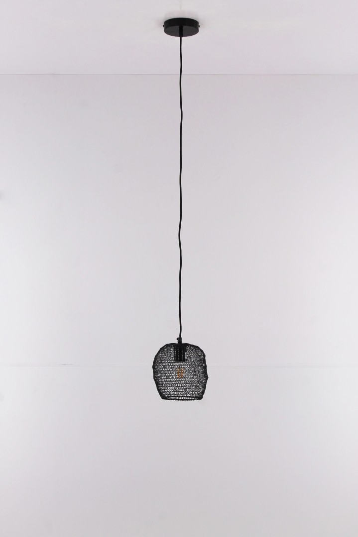 Hanglamp zwart gaas klein 18cm 39196 Hanglamp zwart gaas klein 18cm 39196
