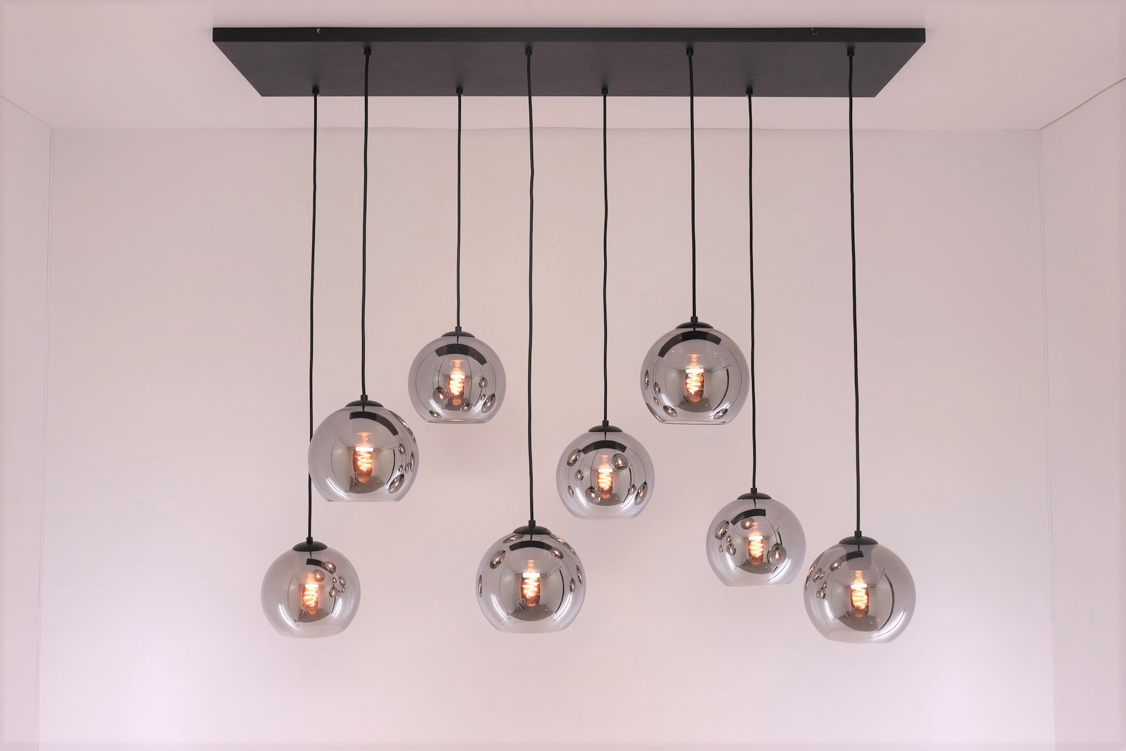 Hanglamp 8 lichts | smoke rookglas Ø 20cm 50103 Hanglamp 8 lichts | smoke rookglas Ø 20cm 50103