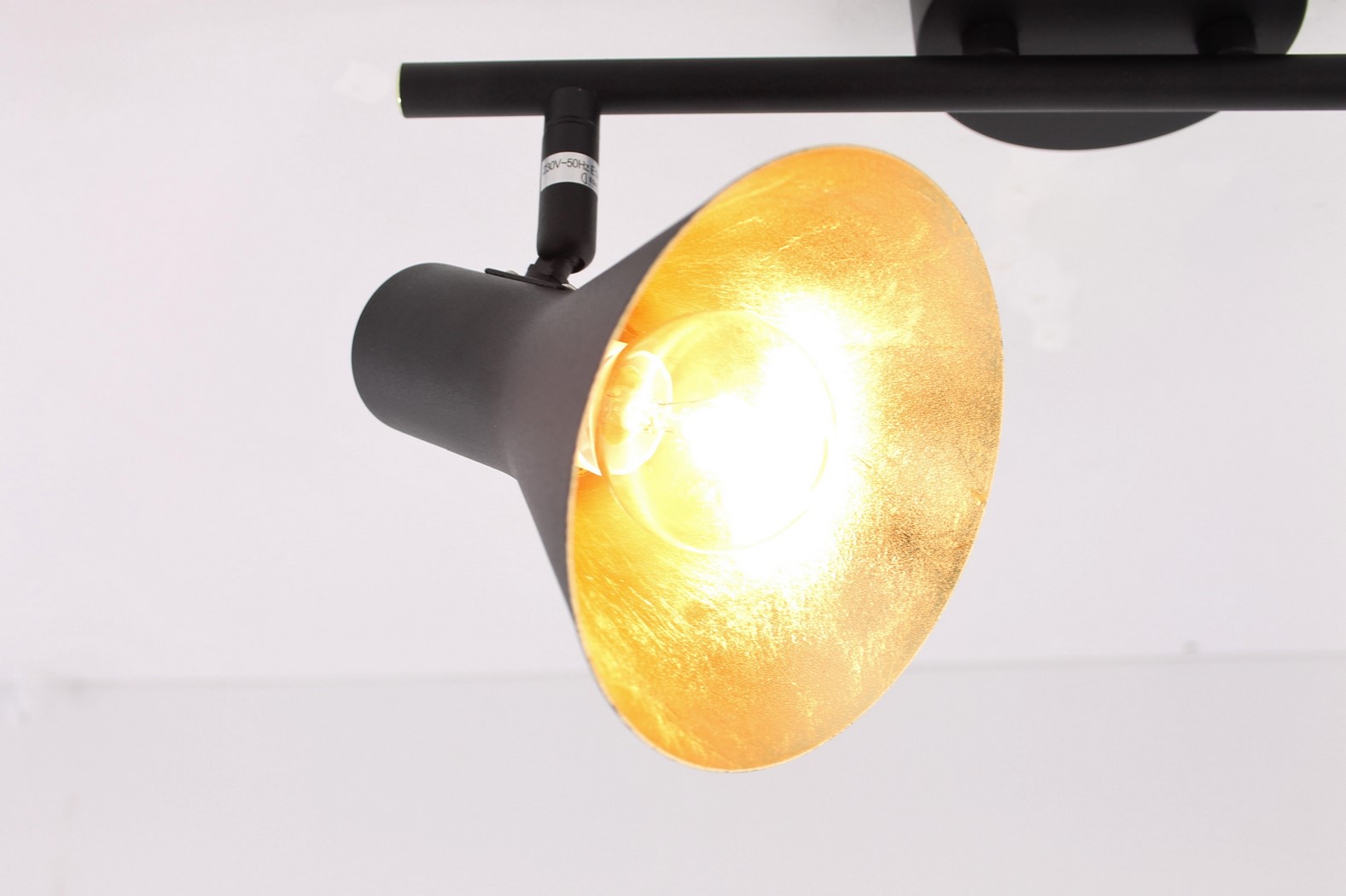 Opbouwspot zwart met goud 2-lichts 38532 Opbouwspot zwart met goud 2-lichts 38532