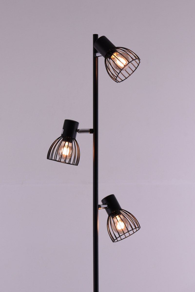 Vloerlamp - 3 richtbare spotjes - opengewerkt draad 43857 Vloerlamp - 3 richtbare spotjes - opengewerkt draad 43857