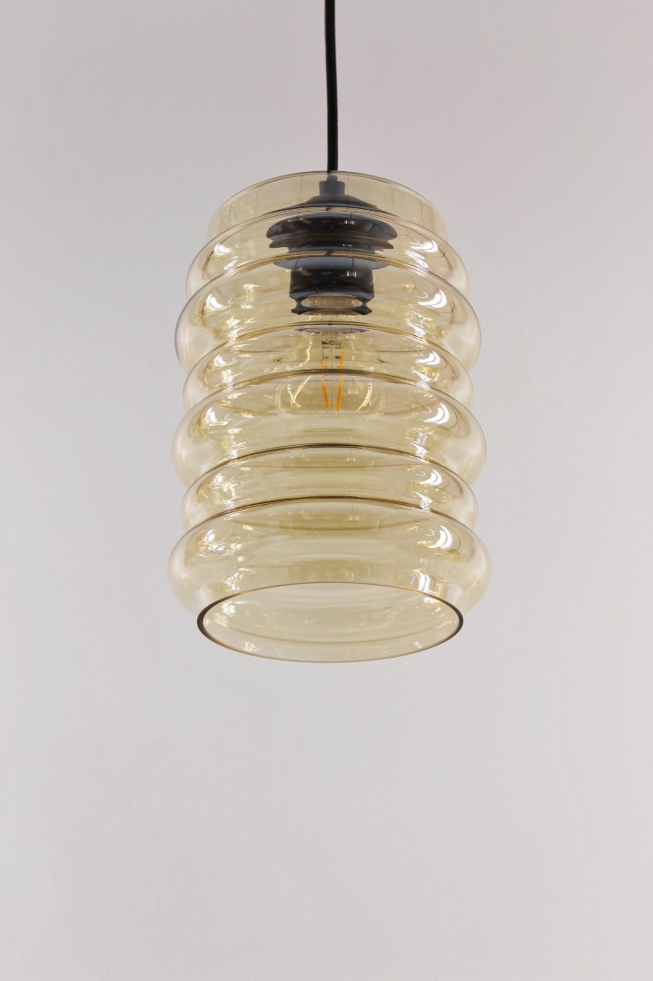 Hanglamp amberglas ribbel 15cm 42251 en 61132 Hanglamp amberglas ribbel 15cm 42251 en 61132