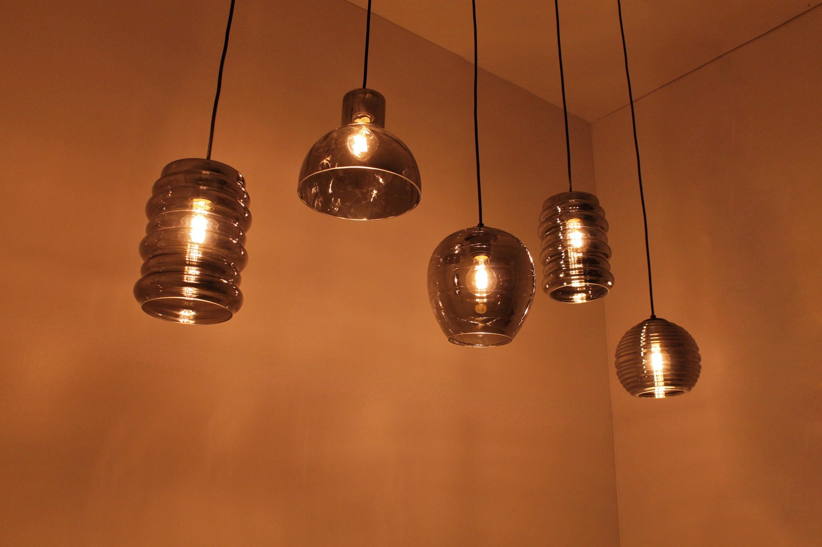Hanglamp rookglazen 5-lichts 125cm 42348 en glas Hanglamp rookglazen 5-lichts 125cm 42348 en glas