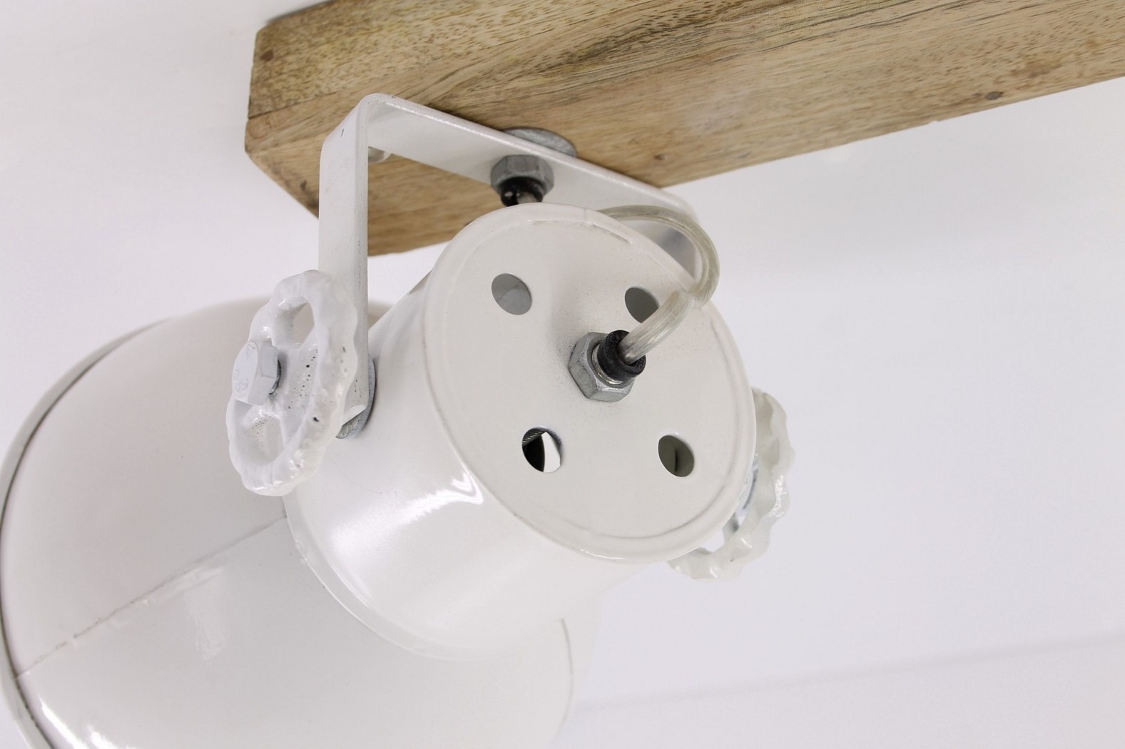 Opbouwspot 3-lichts wit met hout 39006 Opbouwspot 3-lichts wit met hout 39006
