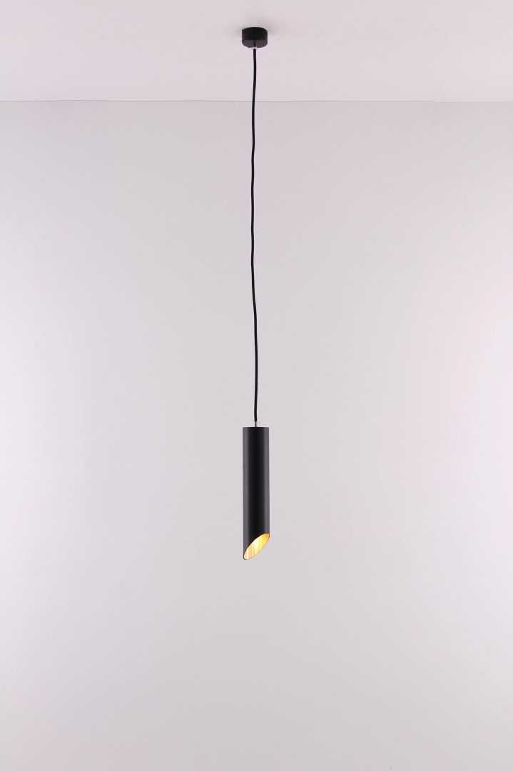 Hanglamp koker zwart met goud 6cm 42384 Hanglamp koker zwart met goud 6cm 42384