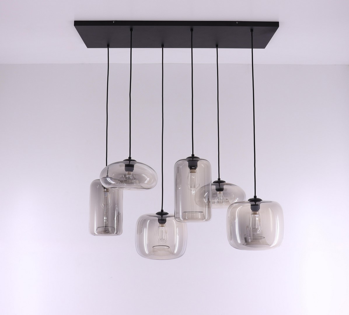 EEF hanglamp Grey folded - getint grijs glas - 6lichts - 100cm 50134 EEF hanglamp Grey folded - getint grijs glas - 6lichts - 100cm 50134