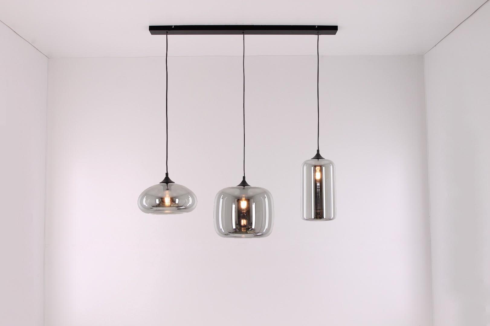 EEF hanglamp rookglas 3-lichts 130cm 50000 EEF hanglamp rookglas 3-lichts 130cm 50000
