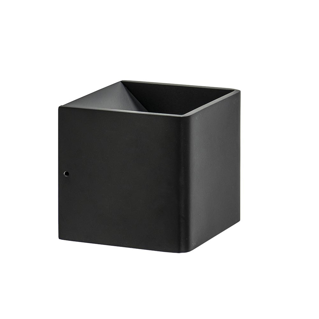 Zwarte wandlamp kubus aluminium LED 10cm 43319 Zwarte wandlamp kubus aluminium LED 10cm 43319