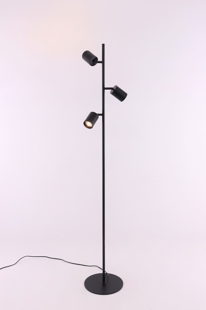 Integreren wat betreft Beenmerg Vloerlamp zwart met 3 spots - gu10 - 150cm