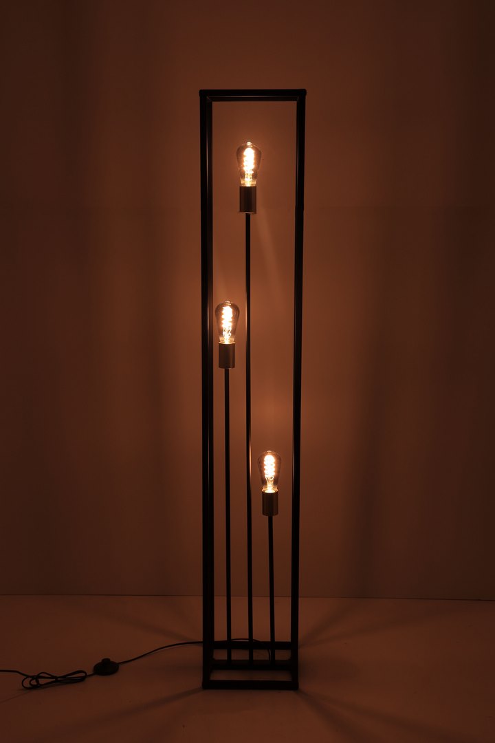 Moderne vloerlamp | Zwart Goud | 3 lichts zuil frame 43380 Moderne vloerlamp | Zwart Goud | 3 lichts zuil frame 43380