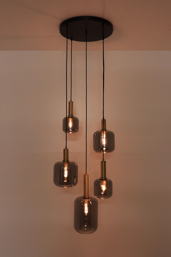 Hanglamp/Videlamp 5-lichts smoke 43120 Hanglamp/Videlamp 5-lichts smoke 43120