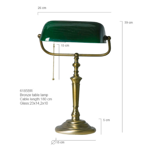 Bankierslamp / Notarislamp brons met groen 42858 Bankierslamp / Notarislamp brons met groen 42858