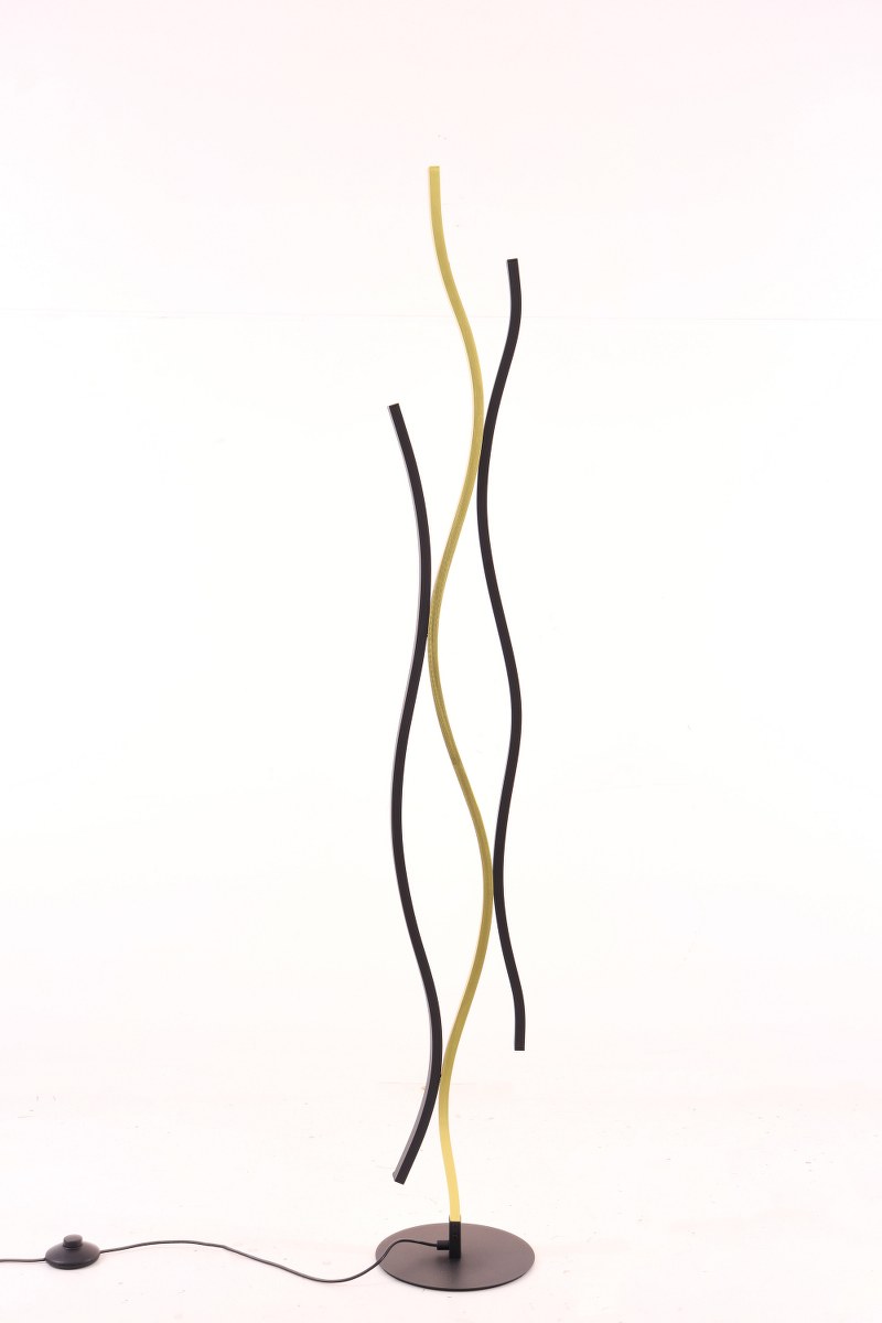 Design vloerlamp - zwart met goud - dim to warm 44325 Design vloerlamp - zwart met goud - dim to warm 44325