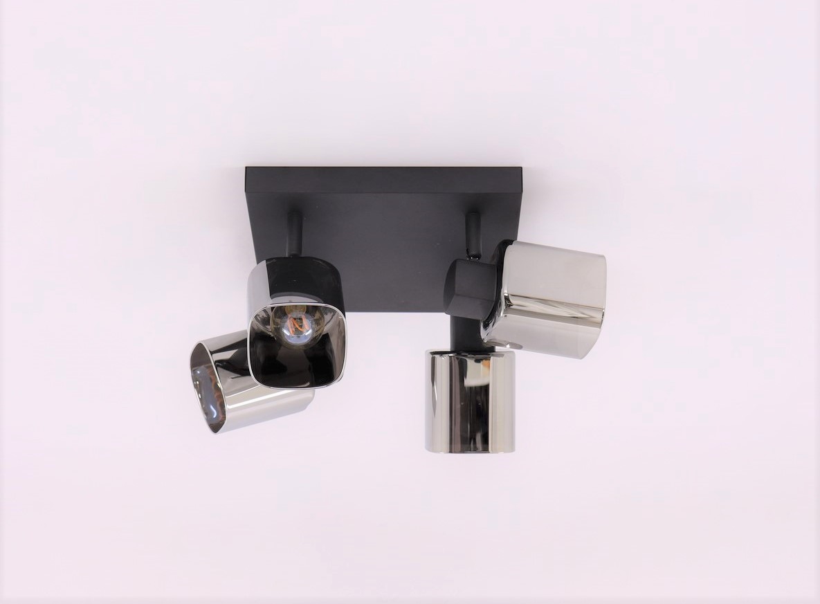 Opbouwspot - 4 lichts - zwart smoke glas 43806 Opbouwspot - 4 lichts - zwart smoke glas 43806