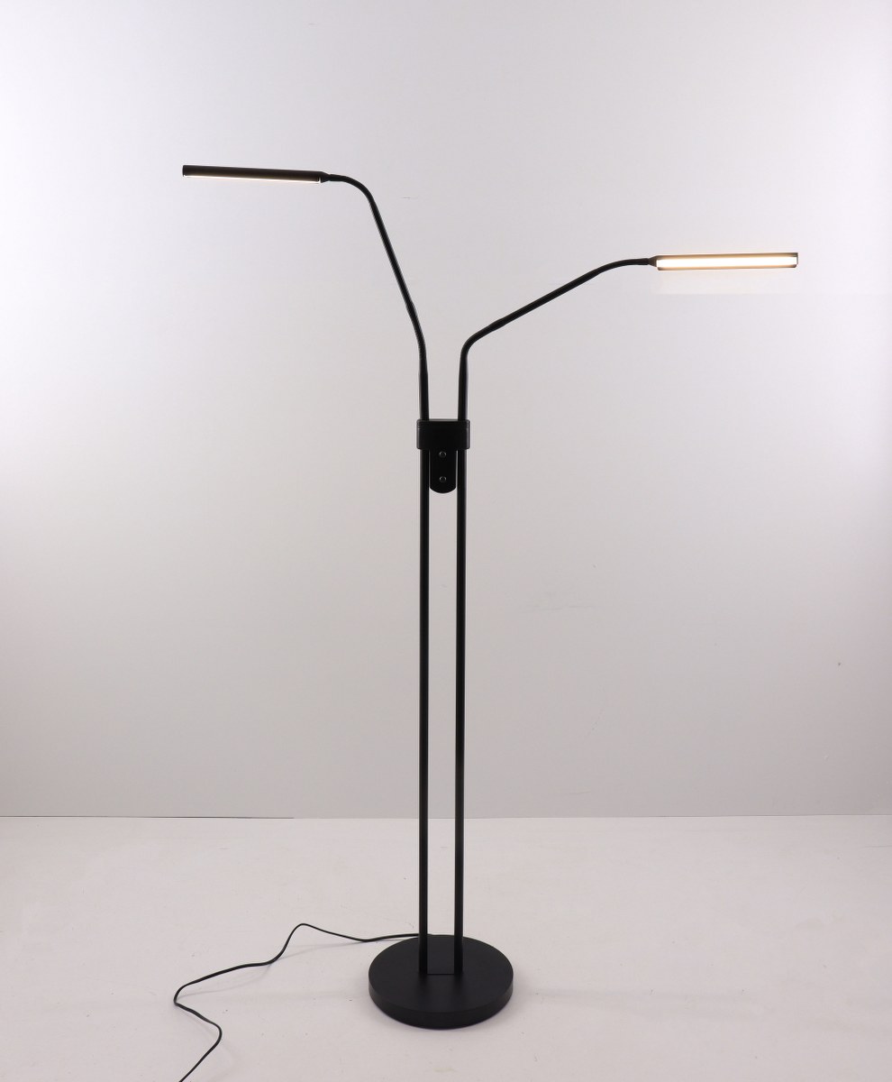 Uitsluiting Krijt vangst Moderne dubbele leeslamp vloerlamp | LED | zwart