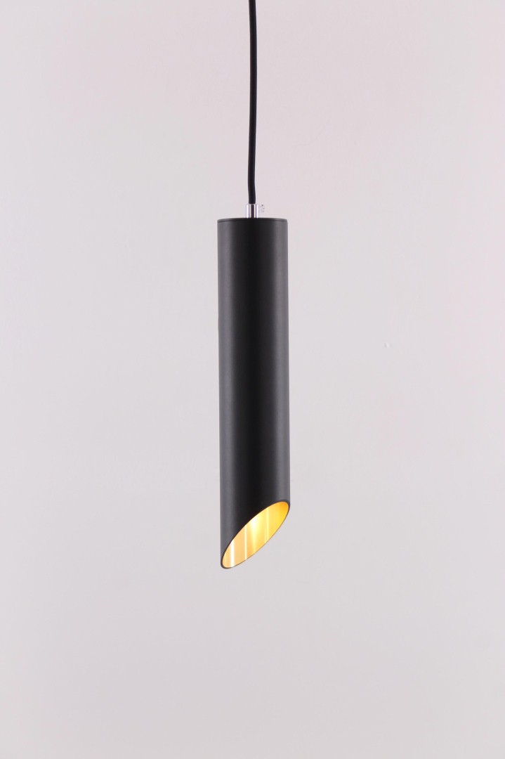 Hanglamp koker zwart met goud 6cm 42384 Hanglamp koker zwart met goud 6cm 42384