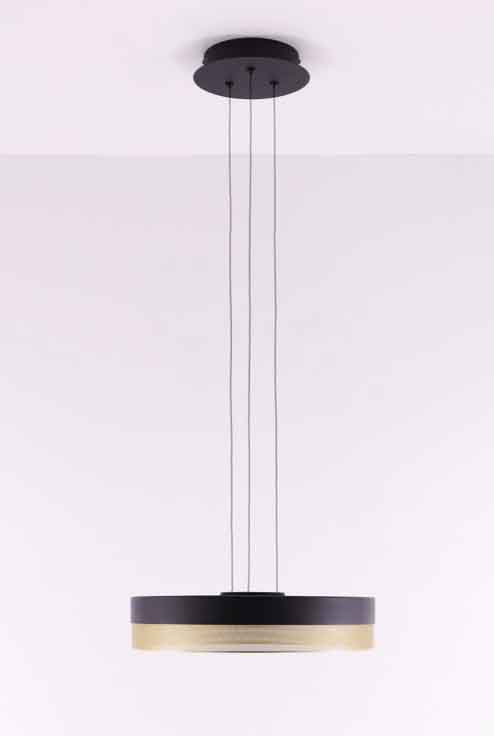 Design hanglamp zwart goud - LED geïntegreerd - inclusief dimmer 44975 Design hanglamp zwart goud - LED geïntegreerd - inclusief dimmer 44975