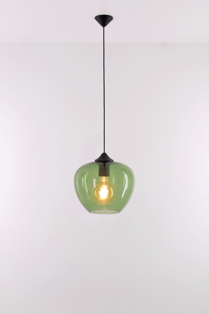 schuur Romanschrijver hamer Hanglamp glas groen | Ø30x25