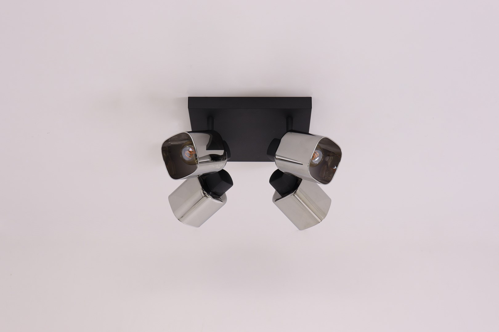 Opbouwspot - 4 lichts - zwart smoke glas 43806 Opbouwspot - 4 lichts - zwart smoke glas 43806