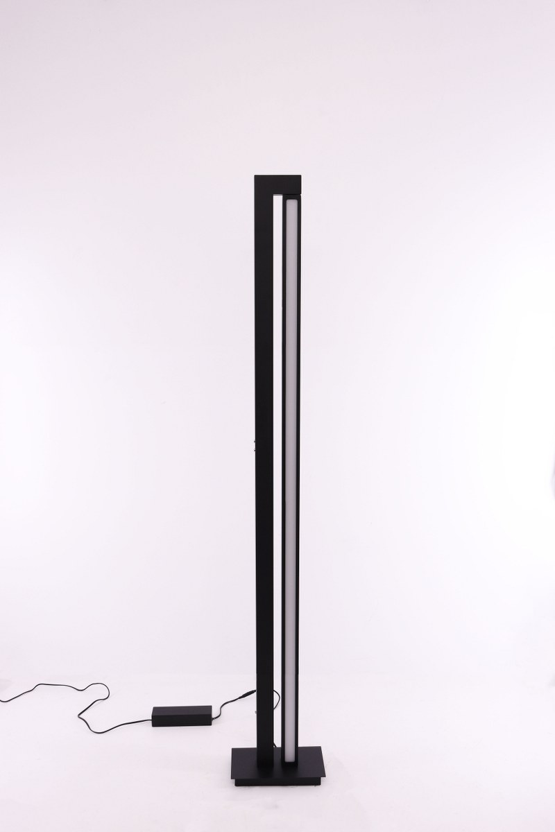 Strakke zwarte design vloerlamp - dim to warm 43621 Strakke zwarte design vloerlamp - dim to warm 43621