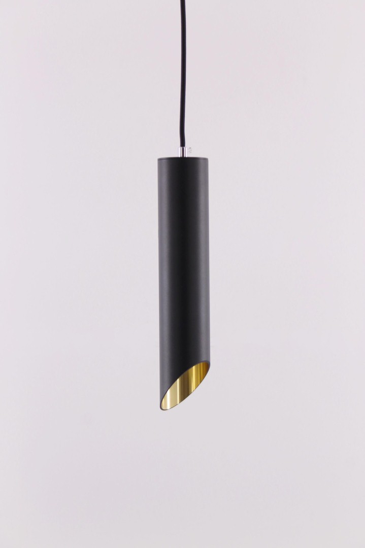 Hanglamp koker zwart met goud 6cm 42384 Hanglamp koker zwart met goud 6cm 42384