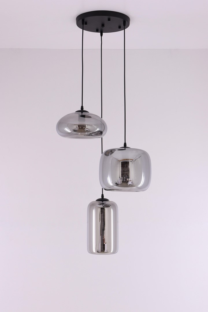 EEF hanglamp 3 luxe rookglazen 150cm 50001 EEF hanglamp 3 luxe rookglazen 150cm 50001