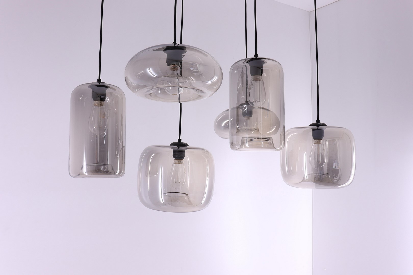 EEF hanglamp Grey folded - getint grijs glas - 6lichts - 100cm 50134 EEF hanglamp Grey folded - getint grijs glas - 6lichts - 100cm 50134