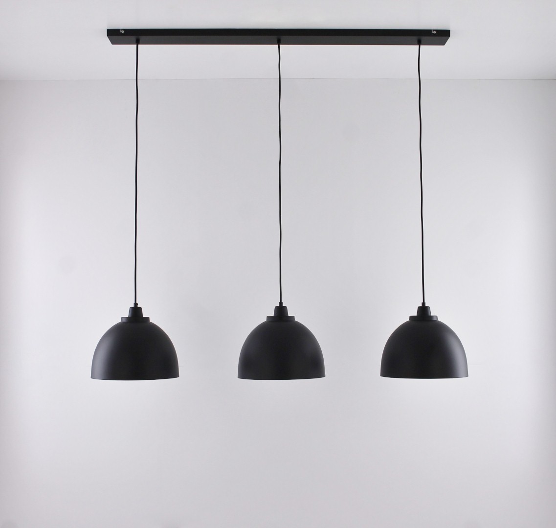 Geelachtig Gedwongen Subsidie Hanglamp 3-lichts zwart met goud 130cm
