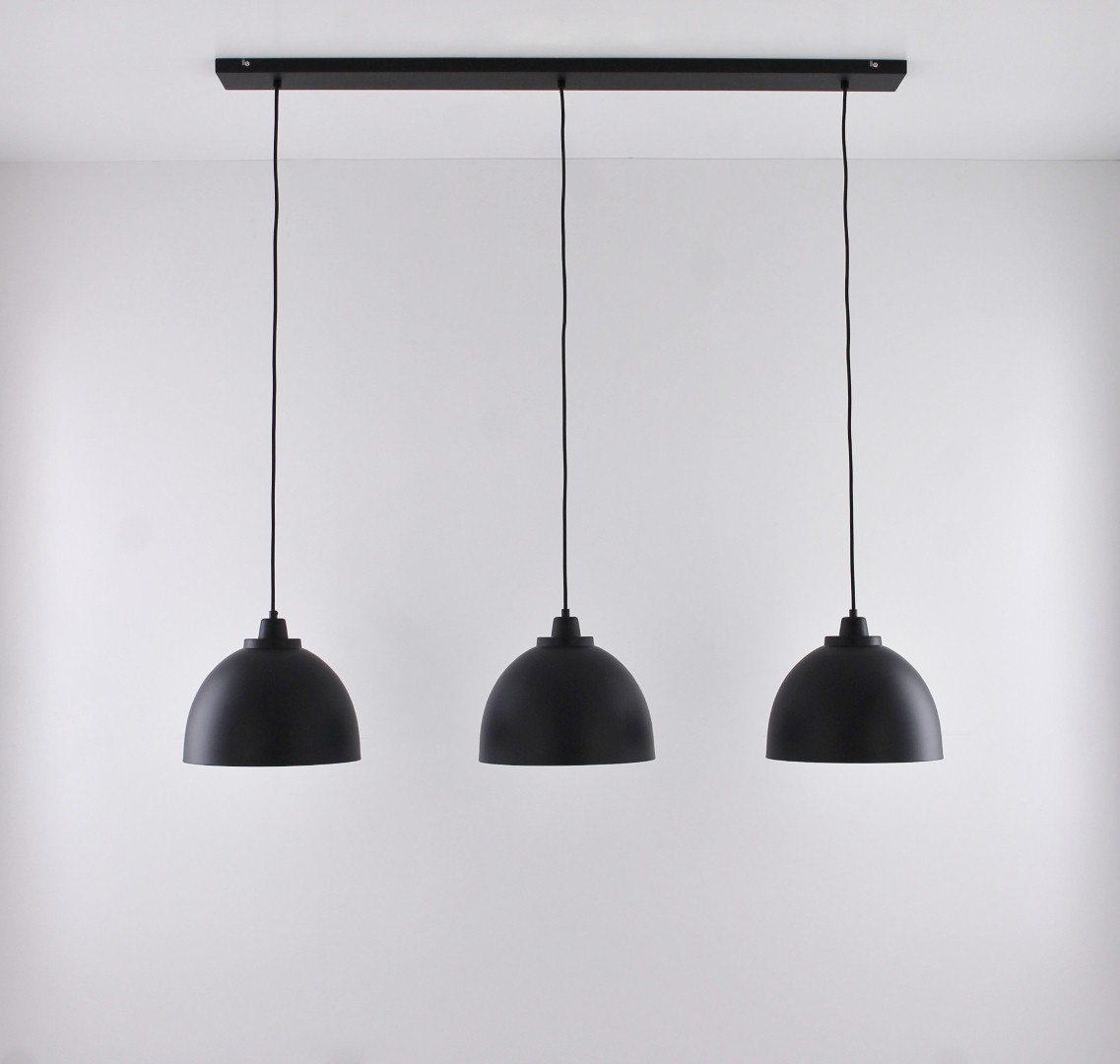 Hanglamp 3-lichts zwart met goud 130cm 39280 Hanglamp 3-lichts zwart met goud 130cm 39280