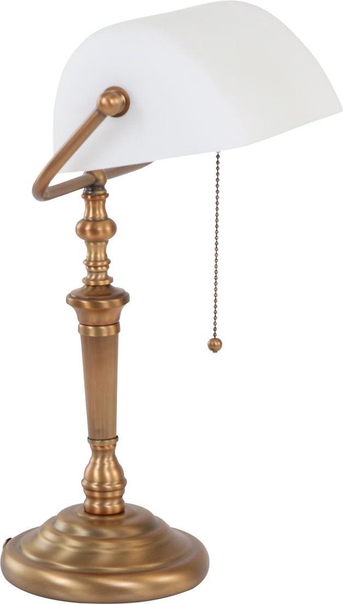 Bureaulamp bankierslamp - klassiek brons- wit opaal glas - notarislamp 42846 Bureaulamp bankierslamp - klassiek brons- wit opaal glas - notarislamp 42846
