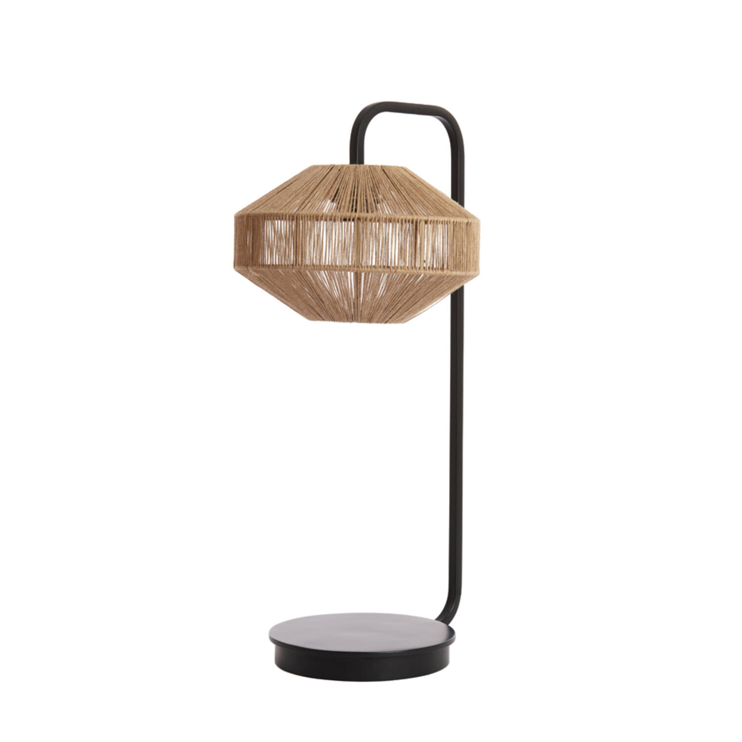 Tafellamp naturel touw - zwart armatuur - hoogte 26cm 45305 Tafellamp naturel touw - zwart armatuur - hoogte 26cm 45305