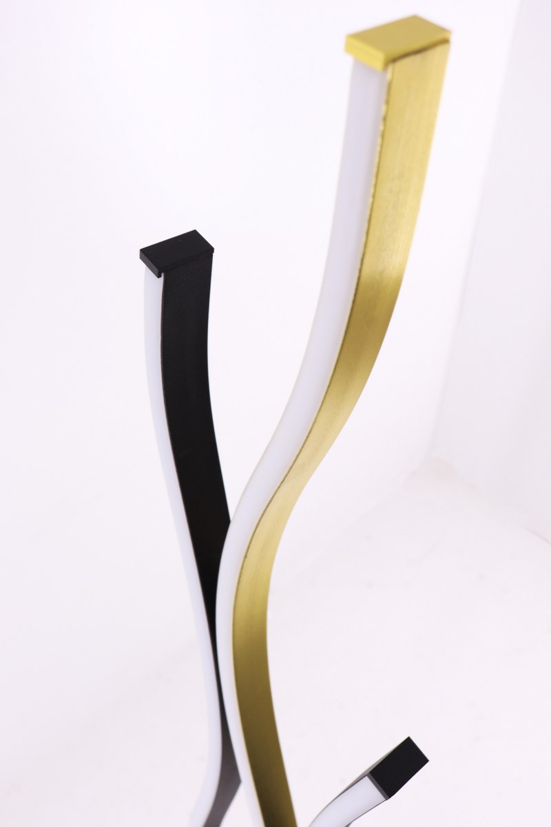 Design vloerlamp - zwart met goud - dim to warm 44325 Design vloerlamp - zwart met goud - dim to warm 44325