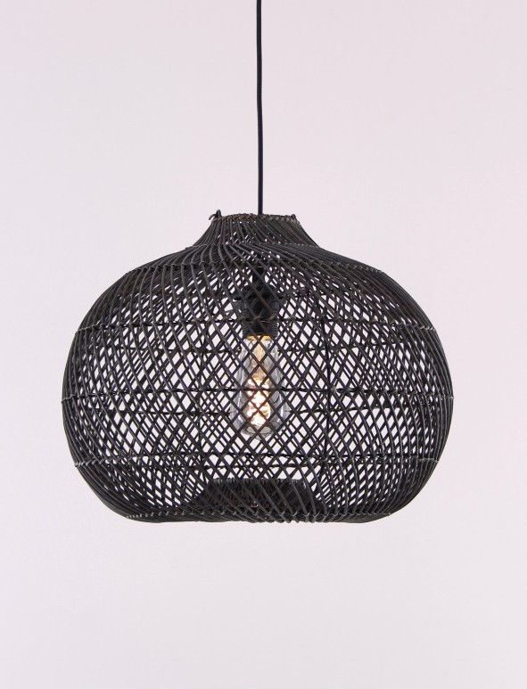 Hanglamp rotan zwart 40cm