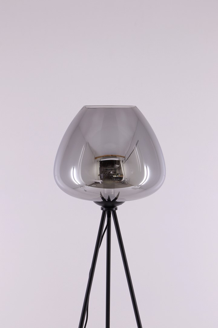 Vloerlamp 3-poot zwart | smoke glas 43516 Vloerlamp 3-poot zwart | smoke glas 43516