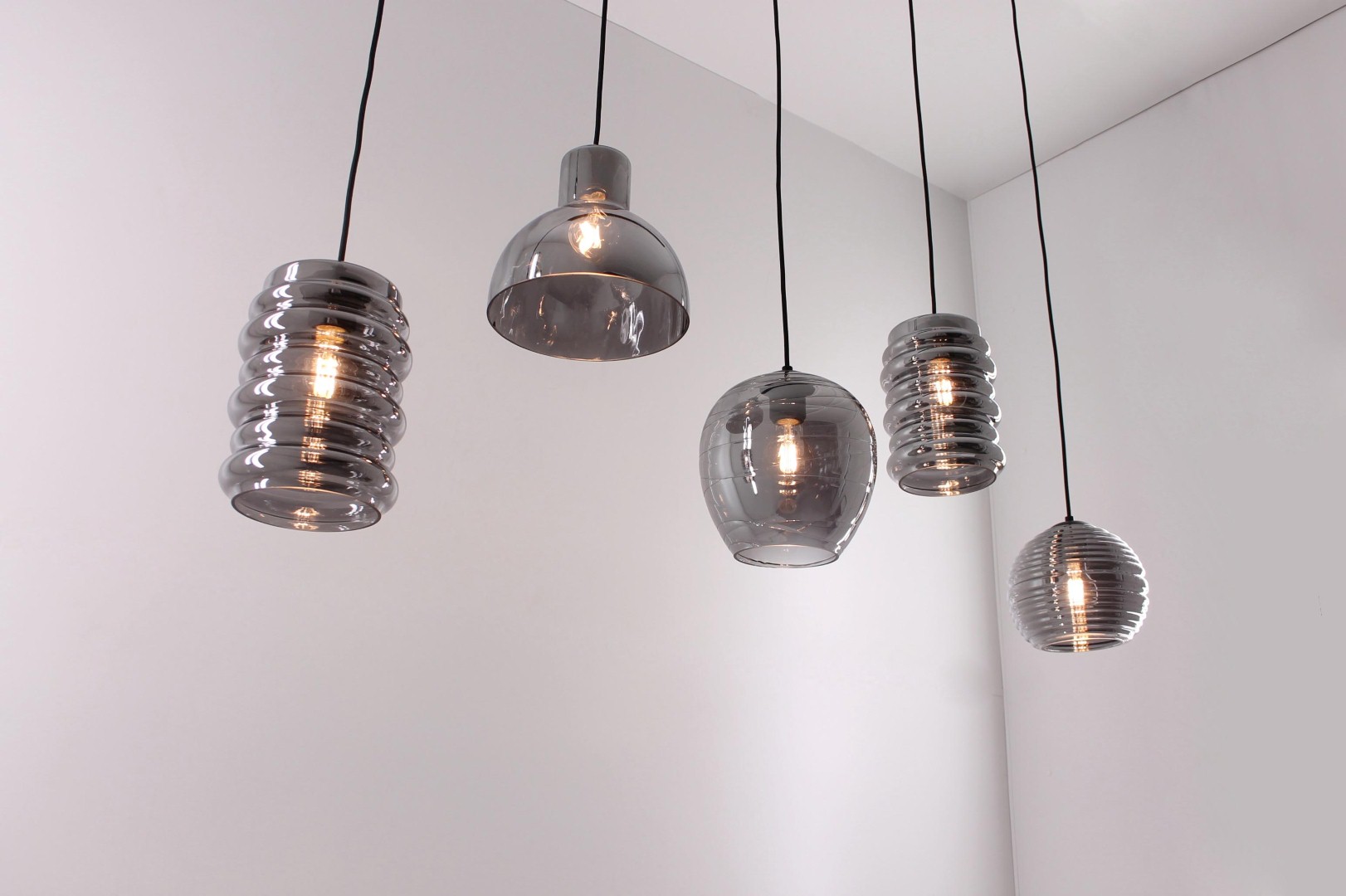 Hanglamp rookglazen 5-lichts 125cm 42348 en glas Hanglamp rookglazen 5-lichts 125cm 42348 en glas