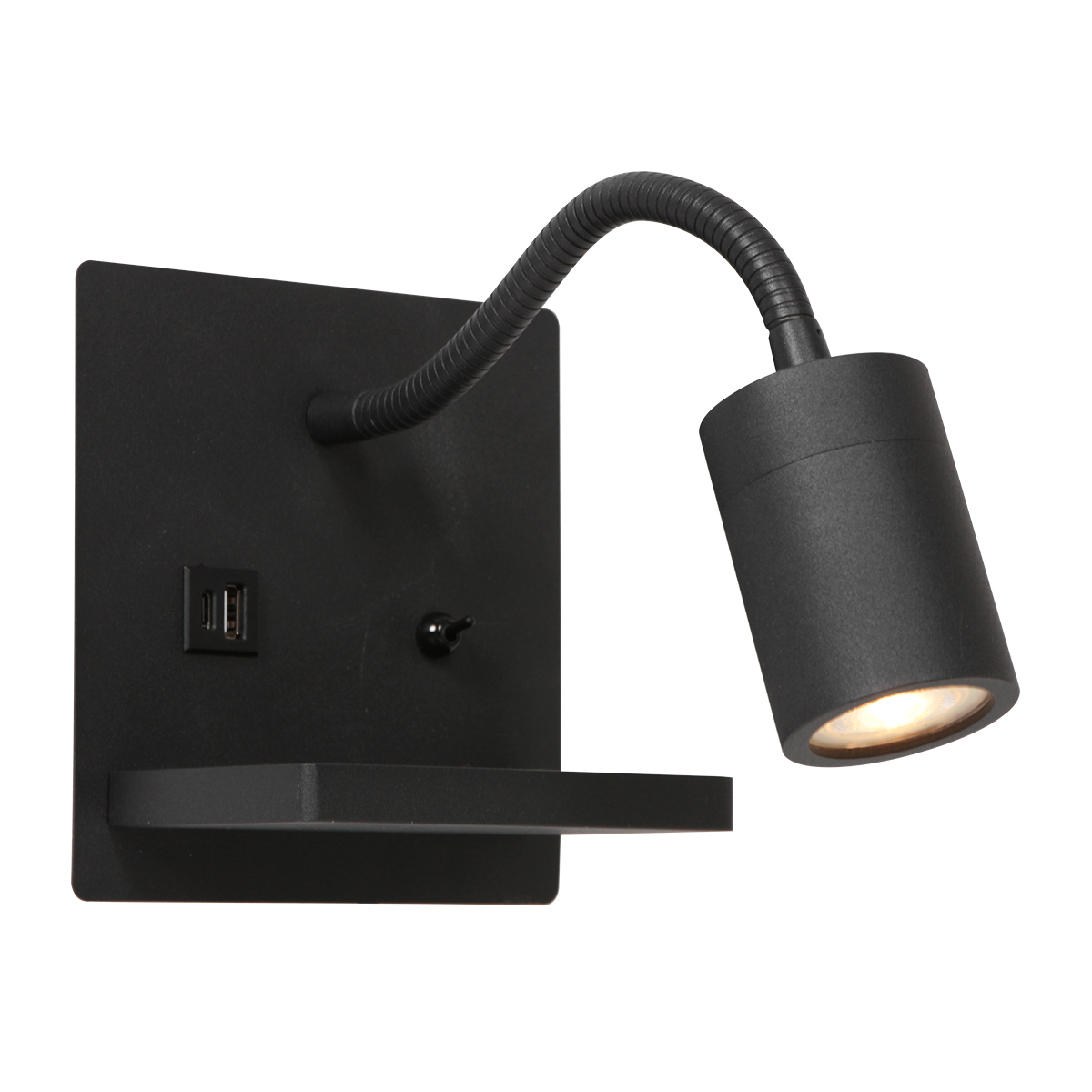 Wandlamp zwart met draadloze telefoonlader 44978 Wandlamp zwart met draadloze telefoonlader 44978
